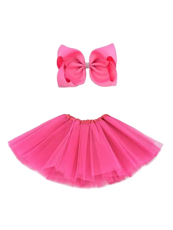 Pink_Cotton_Premium_&_Elegant_Top_&_Skirt_With_Bow_For_Girls