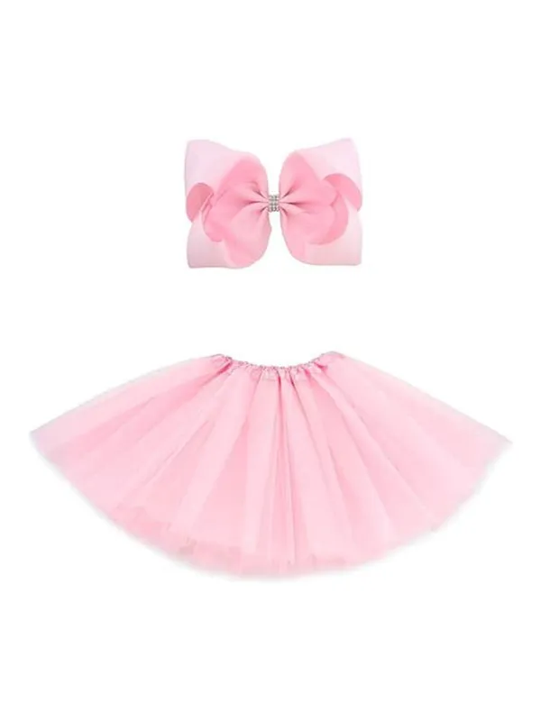 Pink_Cotton_Premium_&_Elegant_Top_&_Skirt_With_Bow_For_Girls