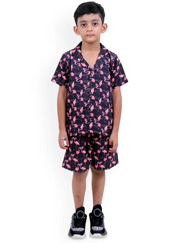 Black_And_Pink_Cotton_Premium_&_Elegant_Shirt_With_Short_For_Boys