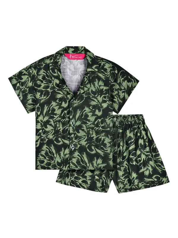 Black_And_Green_Cotton_Premium_&_Elegant_Shirt_With_Short_For_Boys