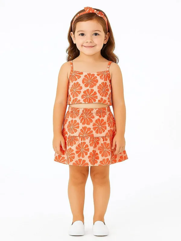 Orange_And_Peach_Cotton_Premium_&_Elegant_Top_&_Skirt_For_Girls