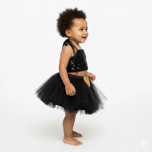 Black_Cotton_Premium_&_Elegant_Top_&_Skirt_With_Bow_For_Girls