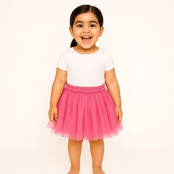 Pink_Cotton_Premium_&_Elegant_Top_&_Skirt_With_Bow_For_Girls