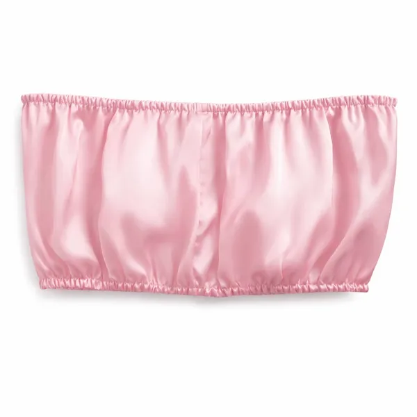 BABY_PINK_Satin_Strapless_Tube_Top_&_Ruffle_Shorts_Co-Ord_Set