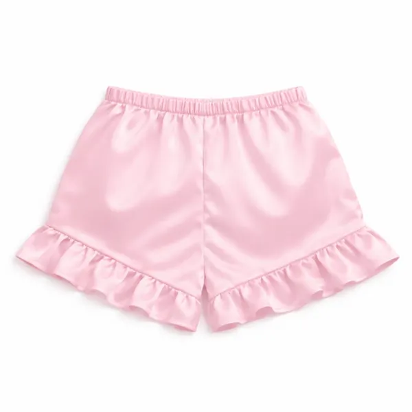 BABY_PINK_Satin_Strapless_Tube_Top_&_Ruffle_Shorts_Co-Ord_Set