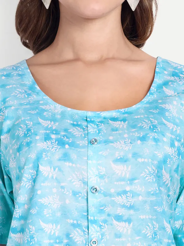 Blue_Cotton_Premium_&_Elegant_Kurti_&_Pant_For_Women