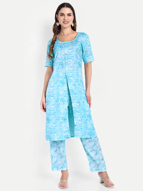Blue_Cotton_Premium_&_Elegant_Kurti_&_Pant_For_Women