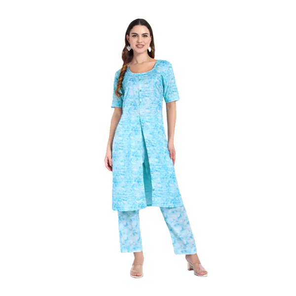 Blue_Cotton_Premium_&_Elegant_Kurti_&_Pant_For_Women