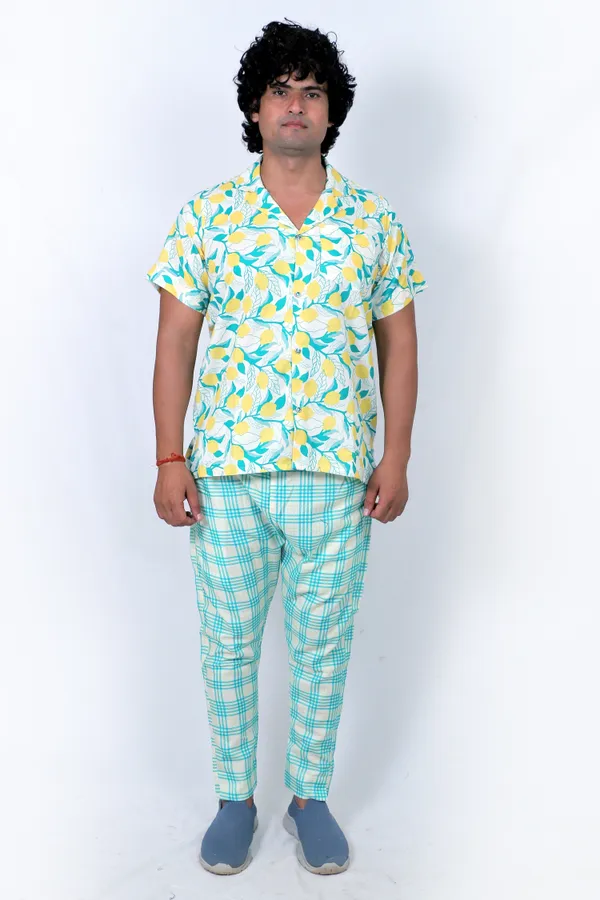 Co-Ord_Set_for_Men_–_Dark_Green_Floral_Shirt_&_Trousers