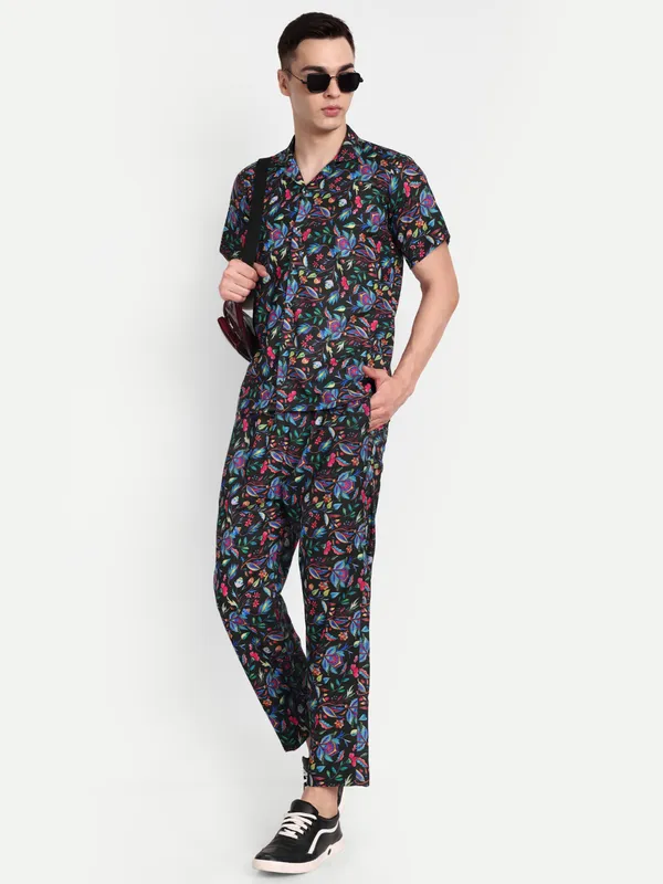 Co-Ord_Set_for_Men_–_Dark_Green_Floral_Shirt_&_Trousers