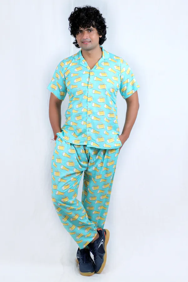Co-Ord_Set_for_Men_–_Dark_Green_Floral_Shirt_&_Trousers