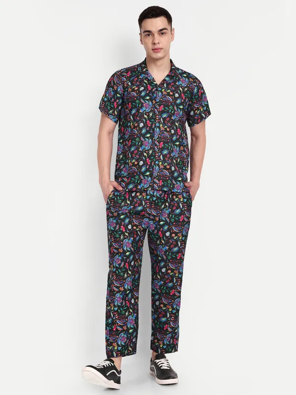 Co-Ord_Set_for_Men_–_Dark_Green_Floral_Shirt_&_Trousers