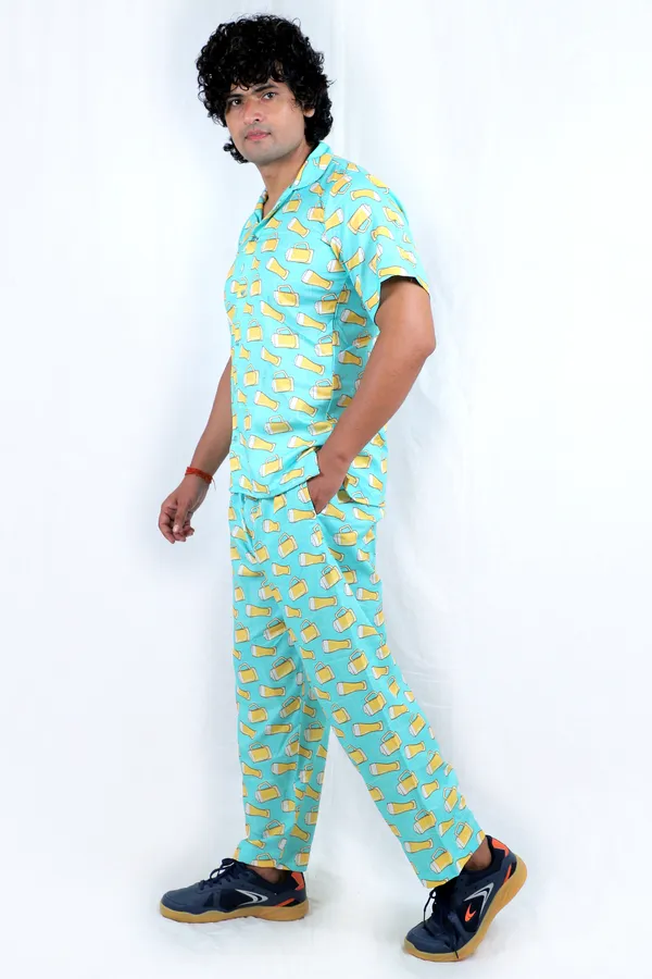 Co-Ord_Set_for_Men_–_Dark_Green_Floral_Shirt_&_Trousers