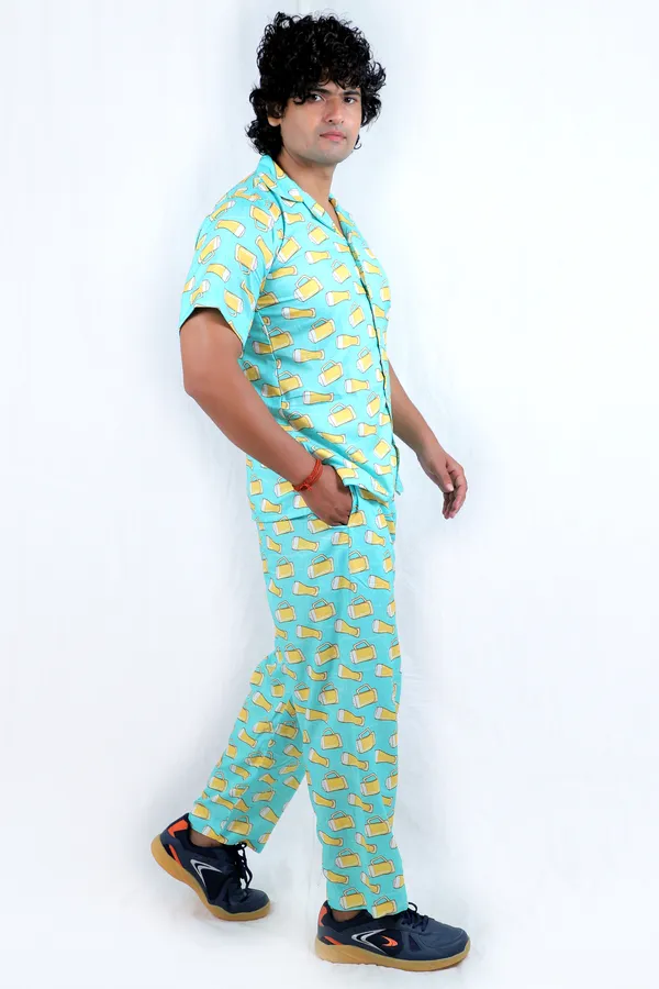 Co-Ord_Set_for_Men_–_Dark_Green_Floral_Shirt_&_Trousers
