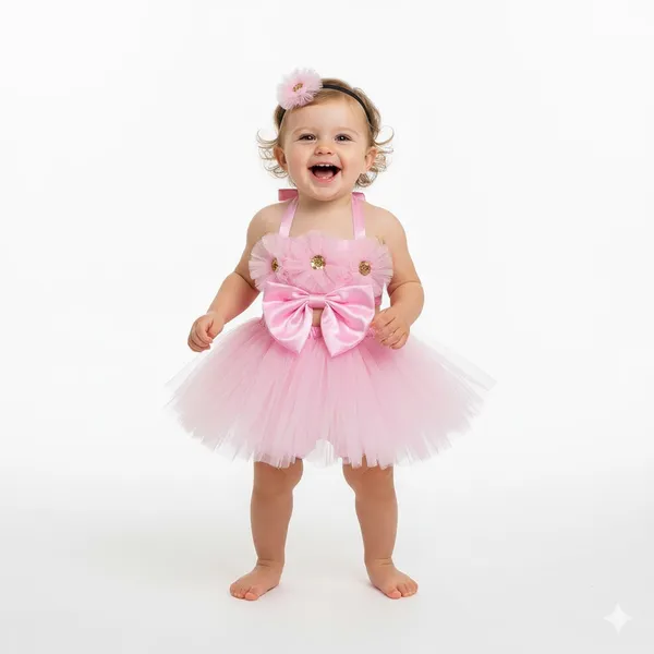 Pink_Cotton_Premium_&_Elegant_Top_&_Skirt_With_Bow_For_Girls