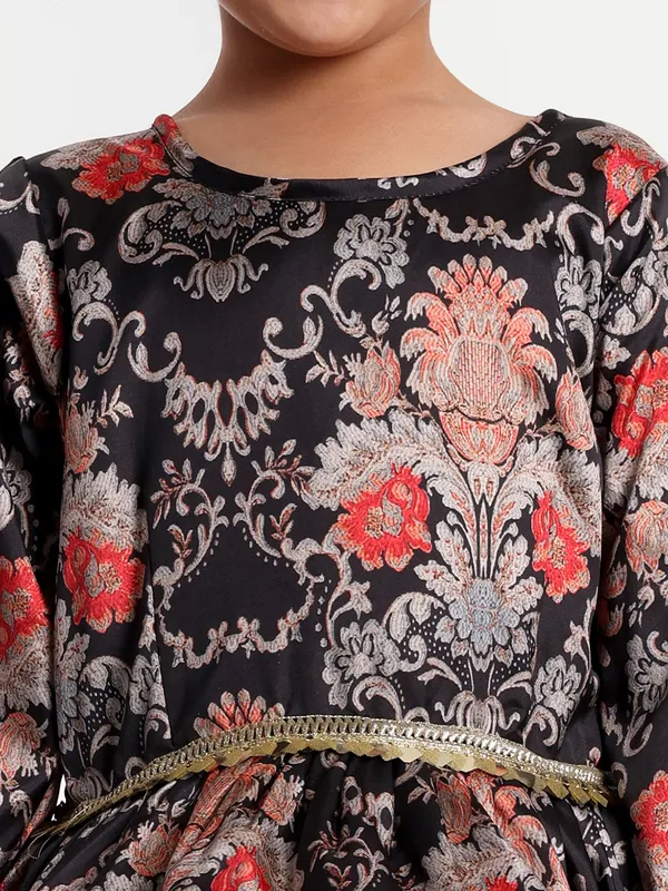 Girls_Black_Floral_High-Low_Party_Dress_|_Long_Sleeve_Designer_Occasion_Wear_with_Net_Layer
