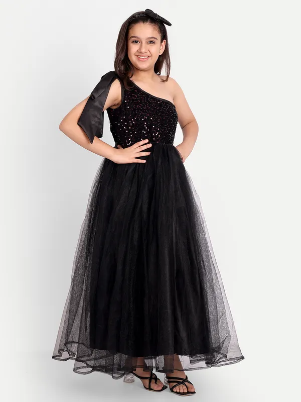 Girls_Black_One-Shoulder_Sequin_Gown