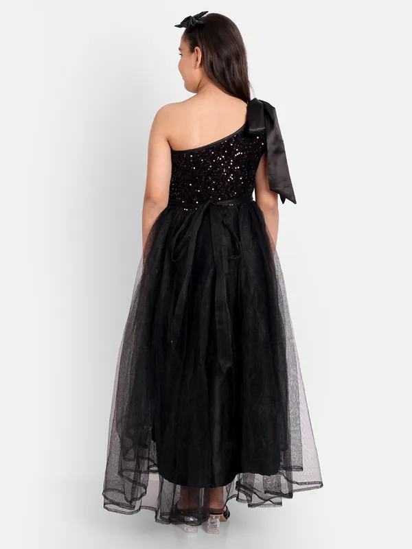 Girls_Black_One-Shoulder_Sequin_Gown_|_Elegant_Party_Wear_Floor-Length_Dress