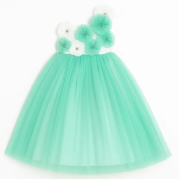 Girls_Blush_Pink_3D_Floral_Party_Gown_|_One-Shoulder_Tulle_Designer_Dress