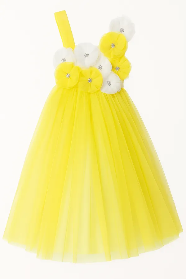 Girls_Blush_Pink_3D_Floral_Party_Gown_|_One-Shoulder_Tulle_Designer_Dress