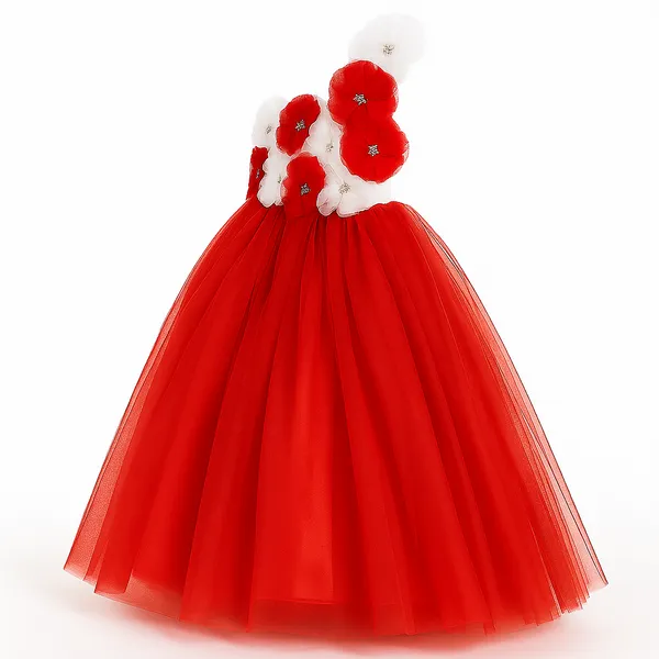Girls_Blush_Pink_3D_Floral_Party_Gown_|_One-Shoulder_Tulle_Designer_Dress