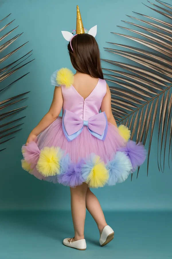 Girls_Colourblocked_V-Neck_Net_Fit_and_Flare_Dress