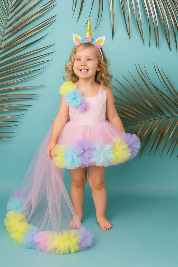 Girls_Colourblocked_V-Neck_Net_Fit_and_Flare_Dress