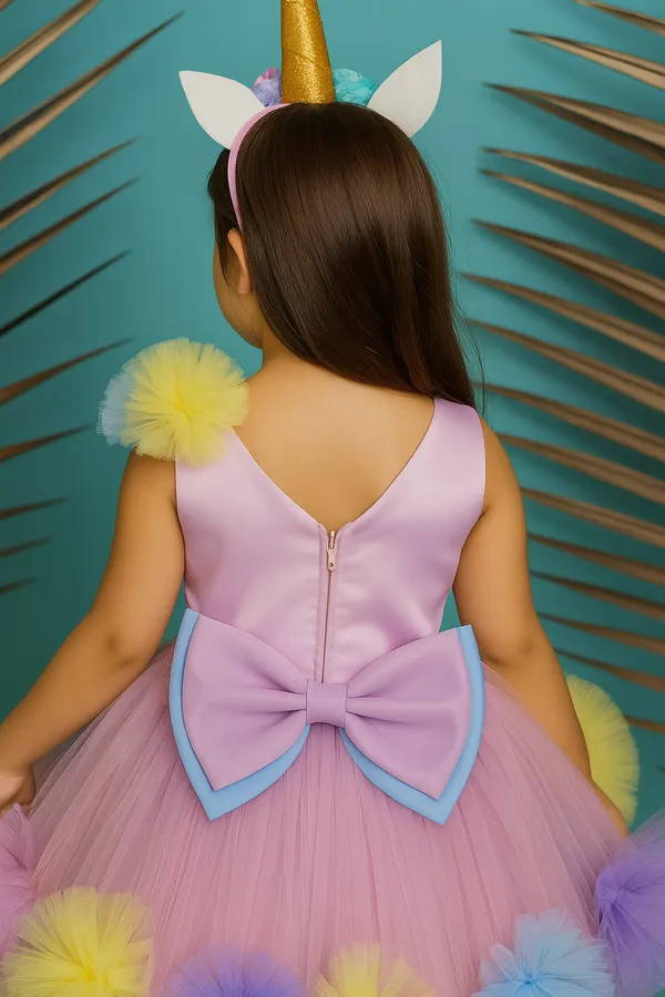 Girls_Colourblocked_V-Neck_Net_Fit_and_Flare_Dress
