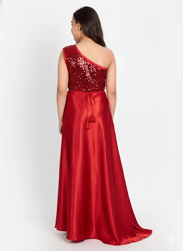 Girls_Embellished_One_Shoulder_saten_Maxi_Dress