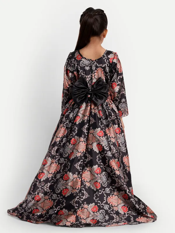 Girls_Floral_Printed_High-Low_Satin_Fit_&_Flare_Dress
