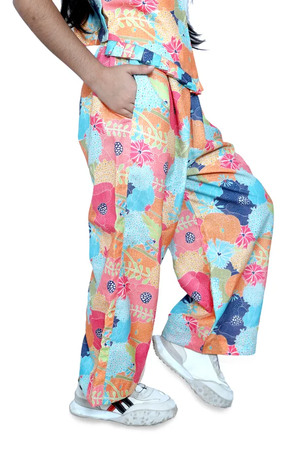 Girls_Multicolor_Floral_Printed_Co-Ord_Set_|_Sleeveless_Top_&_Wide-Leg_Pants_Summer_Outfit