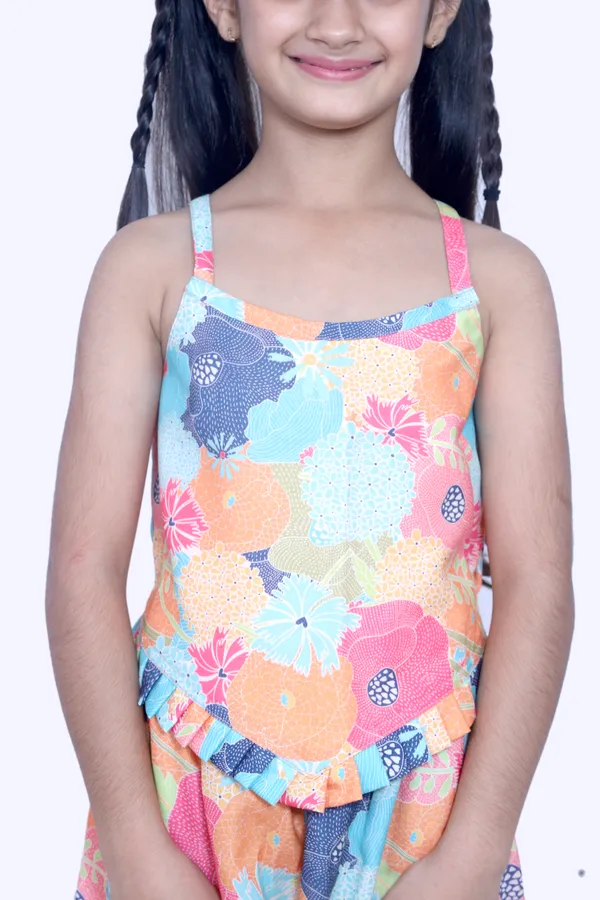 Girls_Multicolor_Floral_Printed_Co-Ord_Set_|_Sleeveless_Top_&_Wide-Leg_Pants_Summer_Outfit