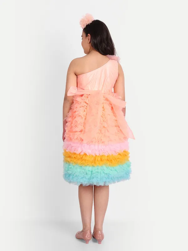 Girls_Peach_Ombre_Ruffle_Party_Dress_|_One-Shoulder_Rainbow_Layered_Tulle_Frock