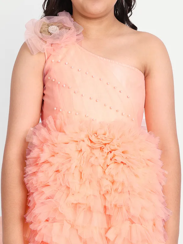 Girls_Peach_Ombre_Ruffle_Party_Dress_|_One-Shoulder_Rainbow_Layered_Tulle_Frock
