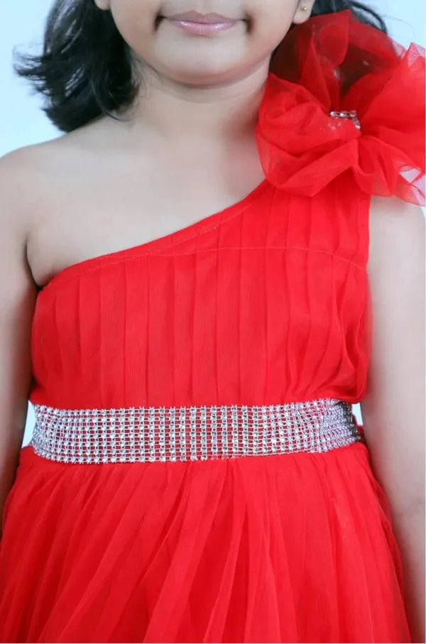 Girls_Red_One-Shoulder_Party_Dress_|_Layered_Tulle_Frock_with_Crystal_Waist_Belt