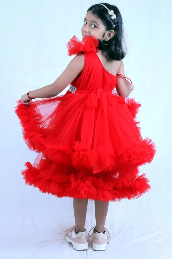 Girls_Red_One-Shoulder_Party_Dress_|_Layered_Tulle_Frock_with_Crystal_Waist_Belt