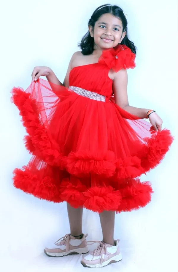 Girls_Red_One-Shoulder_Party_Dress_|_Layered_Tulle_Frock_with_Crystal_Waist_Belt