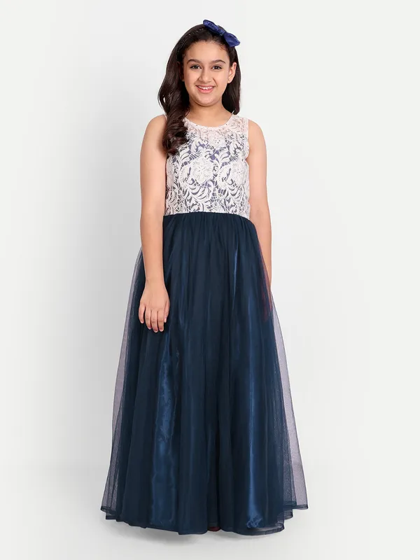 Girls_Sleeveless_Floral_Net_Maxi_Dress