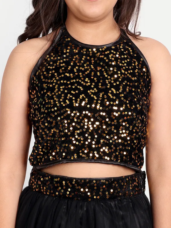 Girls_sequinned_Embellished_Net_Sheath_Maxi_Dress