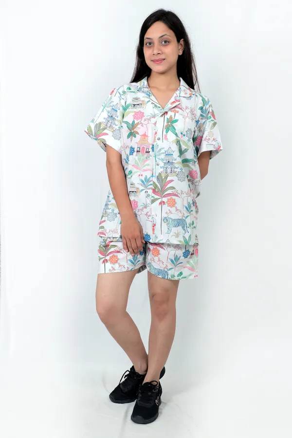 White_Cotton_Premium_&_Elegant_Top_&_Shorts_For_Women