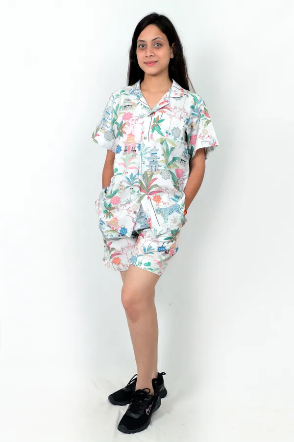 White_Cotton_Premium_&_Elegant_Top_&_Shorts_For_Women