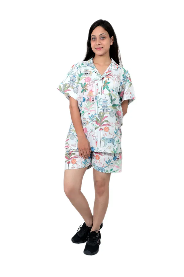 White_Cotton_Premium_&_Elegant_Top_&_Shorts_For_Women