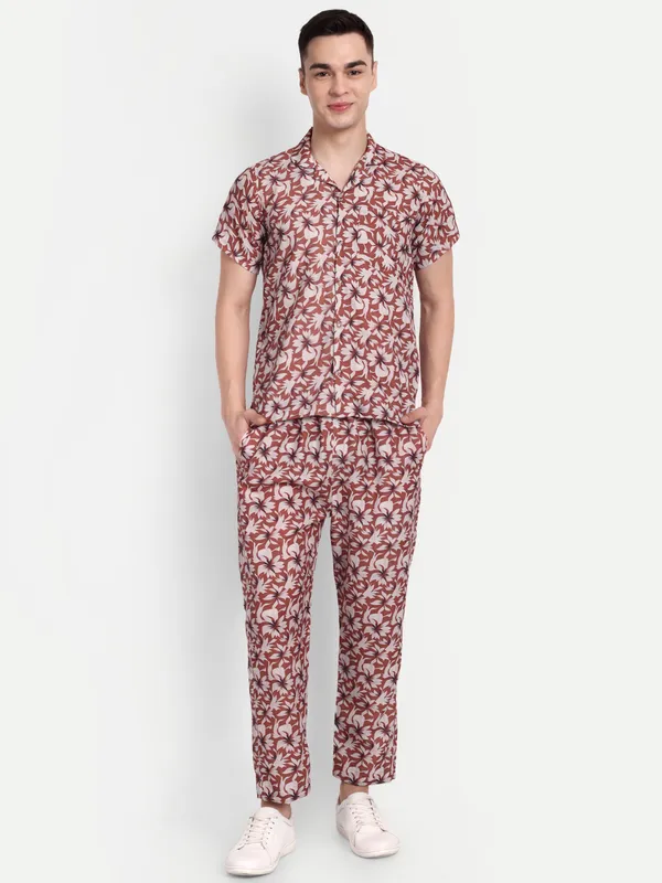 Men’s_Rust_Floral_Co-Ord_Set_with_Short_Sleeve_Shirt_&_Trousers