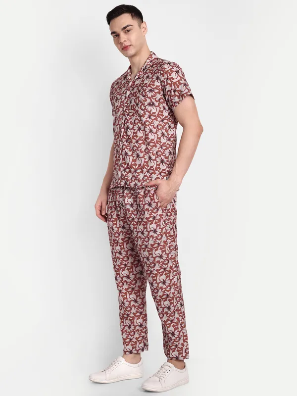 Men’s_Rust_Floral_Co-Ord_Set_with_Short_Sleeve_Shirt_&_Trousers