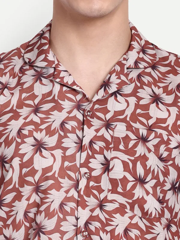 Men’s_Rust_Floral_Co-Ord_Set_with_Short_Sleeve_Shirt_&_Trousers