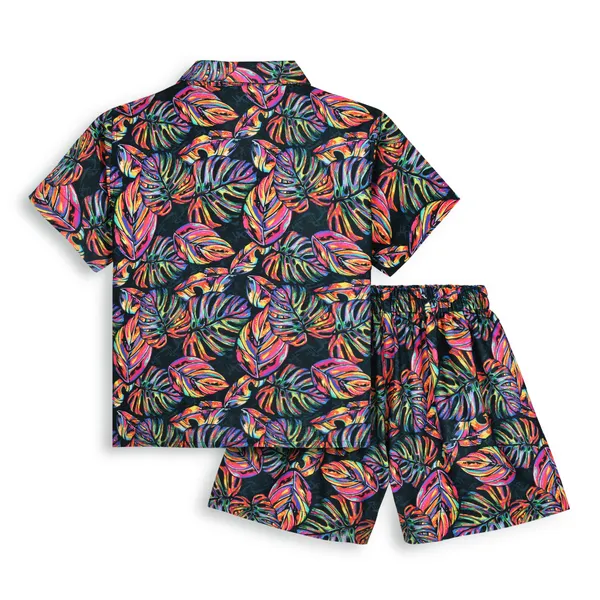 Neon_Tropical_Leaf_Co-Ord_Set_–_Multicolor_Printed_Shirt_&_Shorts