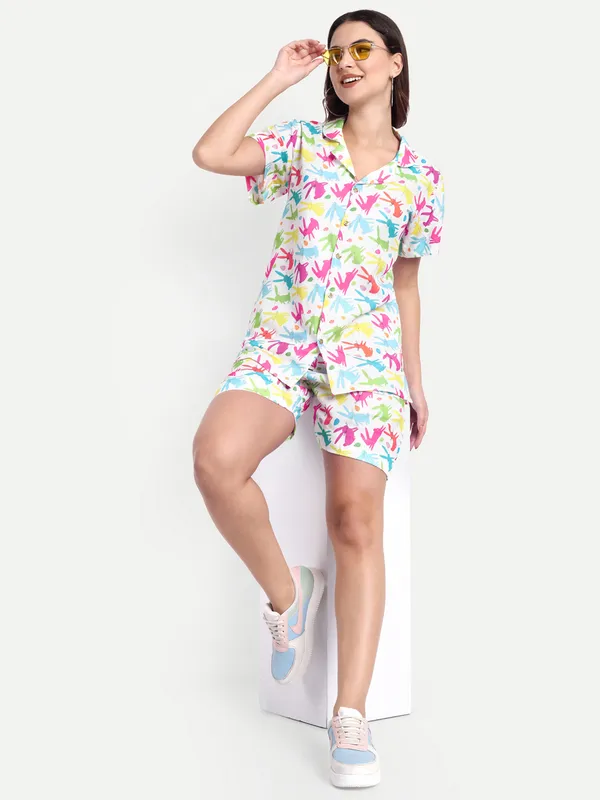 White_Cotton_Premium_&_Elegant_Top_&_Shorts_For_Women