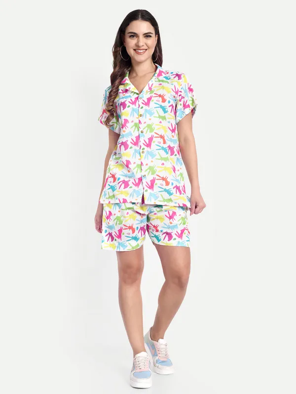 White_Cotton_Premium_&_Elegant_Top_&_Shorts_For_Women