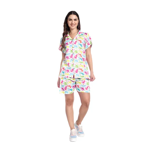 White_Cotton_Premium_&_Elegant_Top_&_Shorts_For_Women