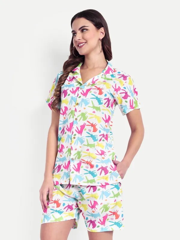 White_Cotton_Premium_&_Elegant_Top_&_Shorts_For_Women